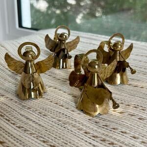 Vintage Brass Angel Napkin Rings Set of 4 Christmas Holiday Decor